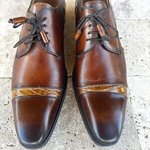 Mezlan Leather and Crocodile Dress Shoes - Brown